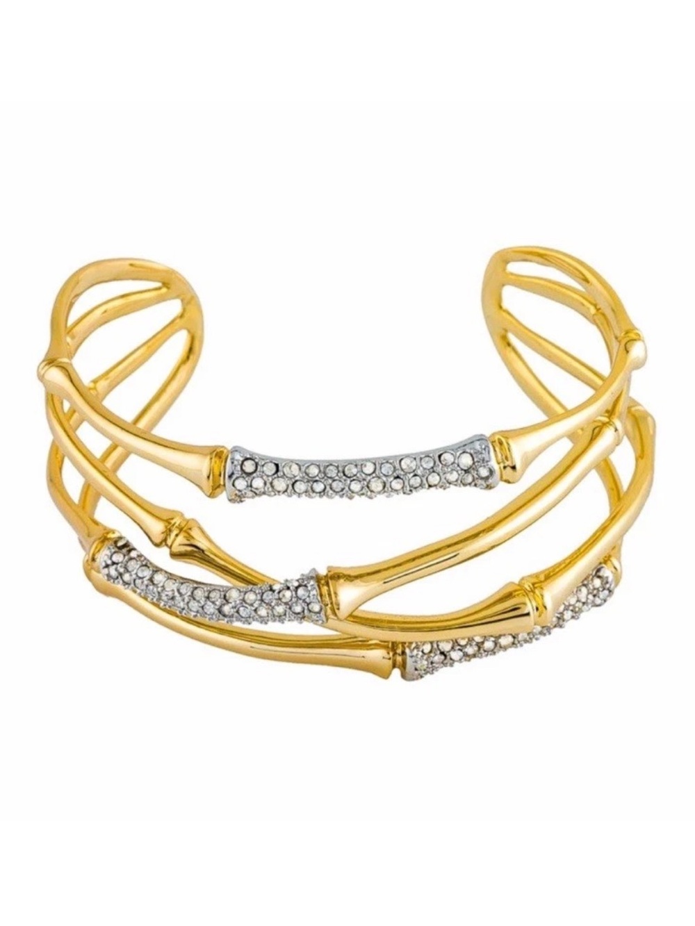Alexis Bittar Orbiting Bamboo Crystal Encrusted Cuff Bracelet (NWOT)